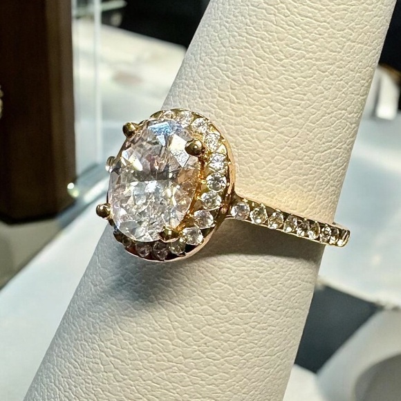 Rose Gold Over Sterling CZ Halo Ring - Picture 6 of 9